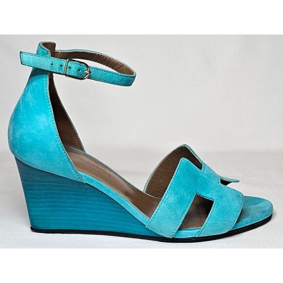 Hermès Legend Turquoise Suede Sandals - Picture 5 of 10